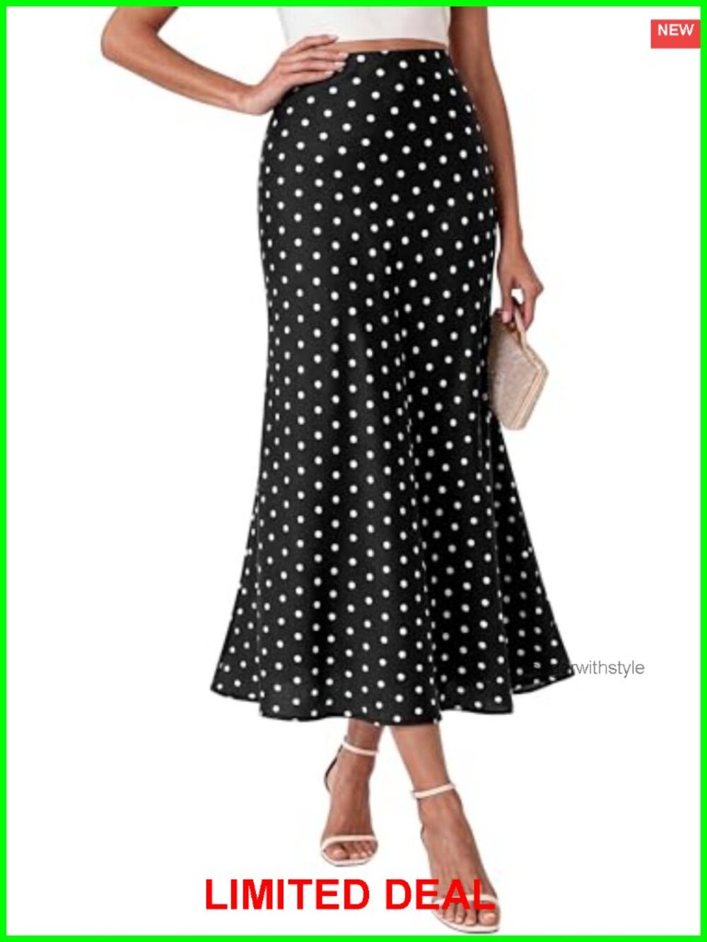 Satin Midi Skirt Elastic High Waisted A-Line